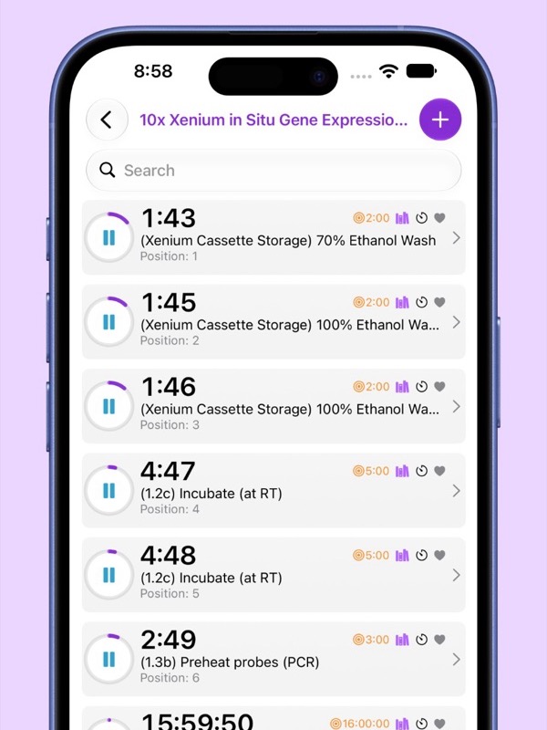 Seven Xenium timer-tasks counting down at the same time